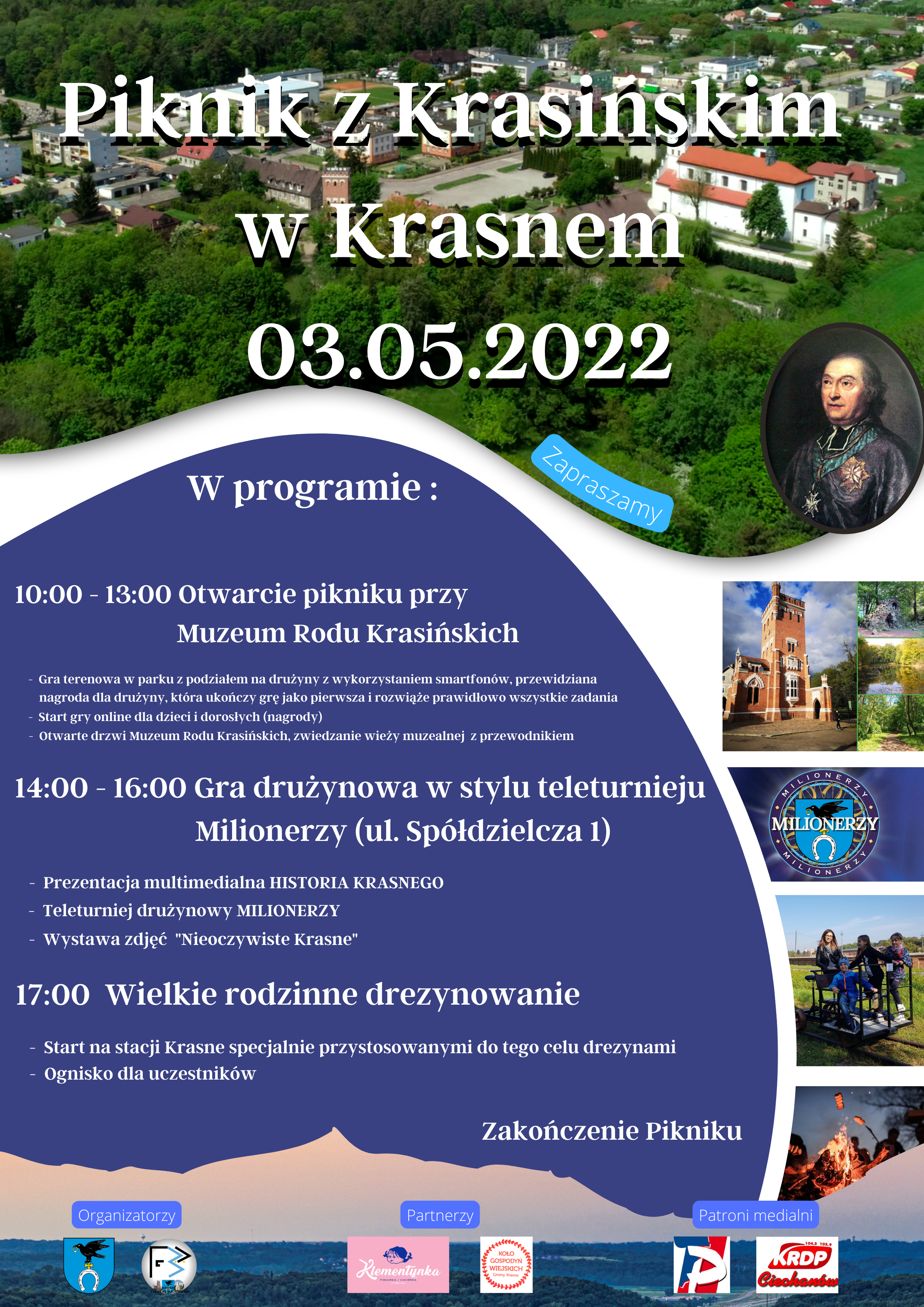 Grafika promocyjna Piknik z Krasińskim w Krasem 03.05.2022